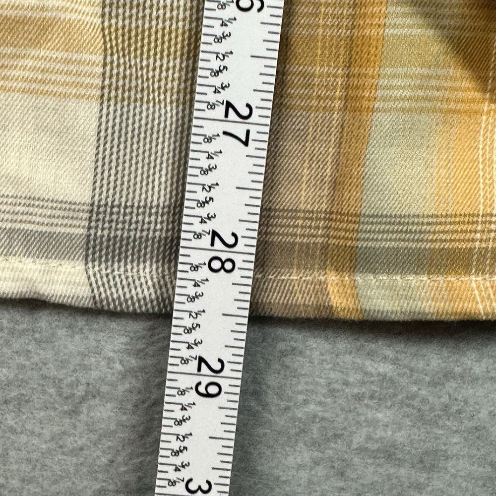 LL Bean Mens M Double Pocket Long Sleeve Yellow Plaid Outdoor Button Up Shirt - Picture 7 of 9